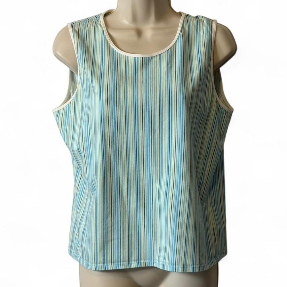 Vintage‎ 90s Izod Stretch Striped Sleeveless Top, Women's Size L